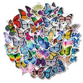 50pcs Colorful Lovely Waterproof Butterfly Stickers Cartoon Style Laptop Decals Scrapbook Window Water Bottle Envelope Gift Pack