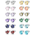 CAOSHI Classic Design 12 Months Birthstone Solitaire Small Stud Earring Austrian Crystal Birthstone Stud Earrings for Men Women
