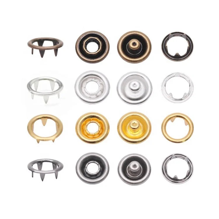 Custom Eco-friendly 4 Parts Metal Ring Snap Fastener Prong Snap Button
