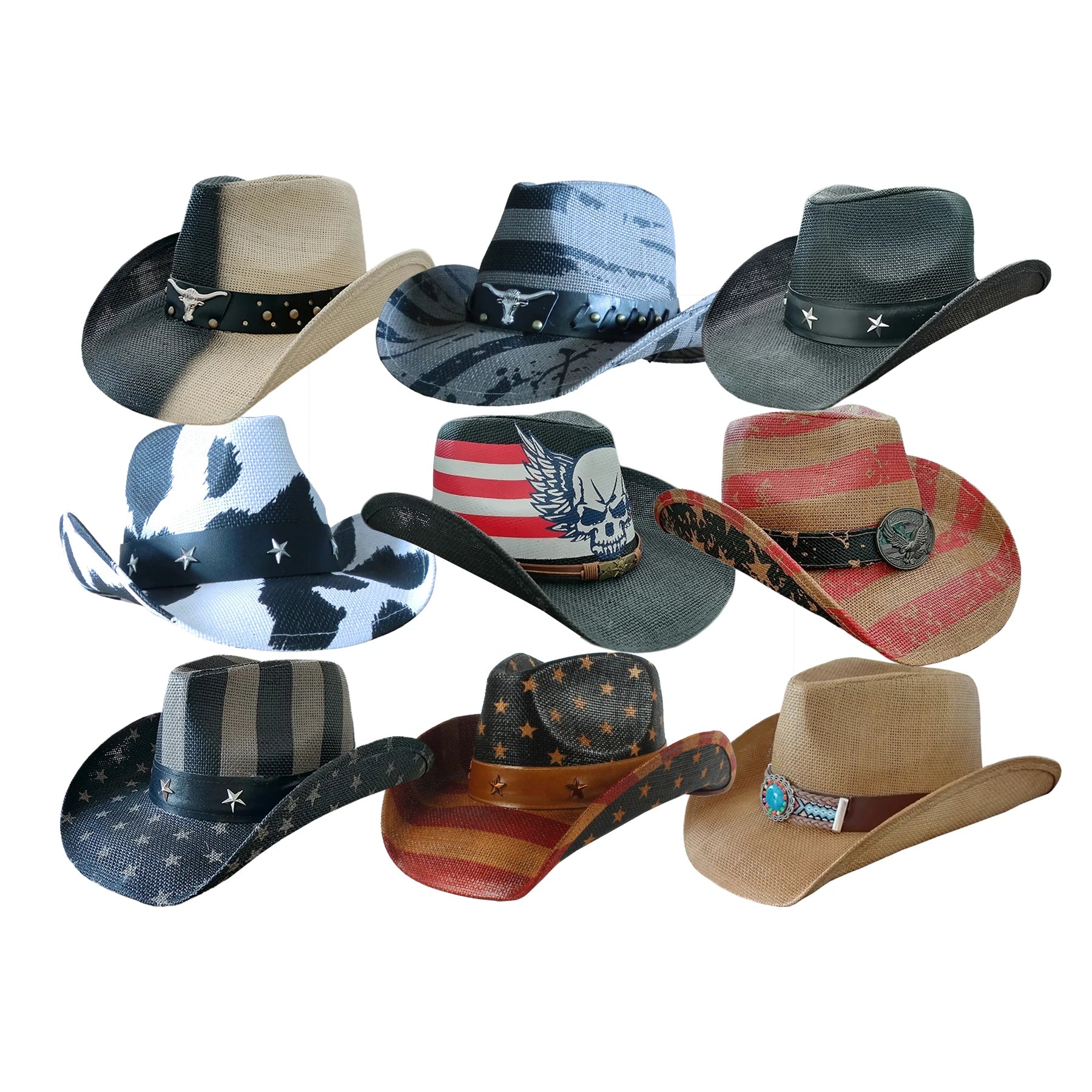 Factory Sale Men Paper Straw Cowboy Hat Shapable Brim Sombreros Texas Western Cowboy Straw Hat Women Cowgirl Hat