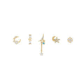 Star and Moon Stud Set Exquisite Brass Micro Inset Zircon Earrings Fashion Combination 18k Gold Brass Ear Stud for Women