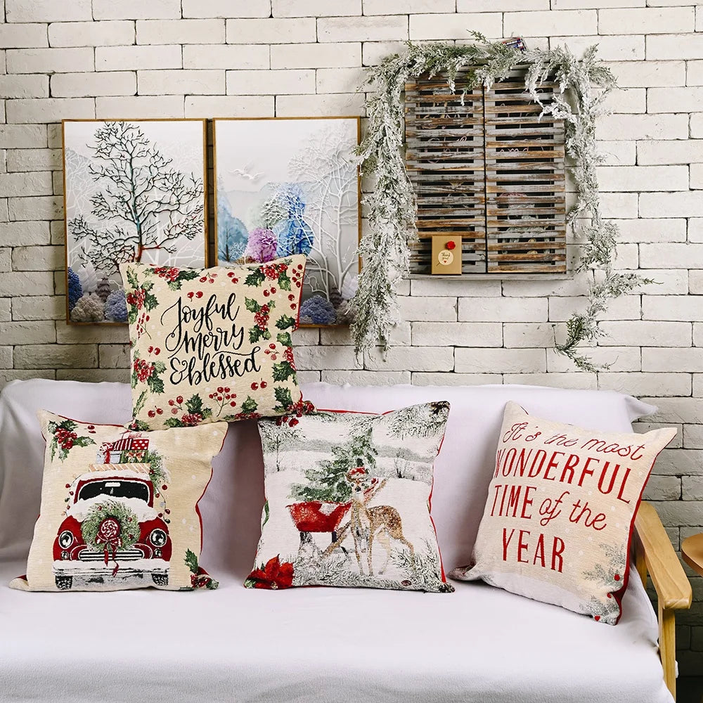 New Sofa Throw Pillow Winter Custom Design Printed Christmas Cushion Cover for Home & Hotel Use