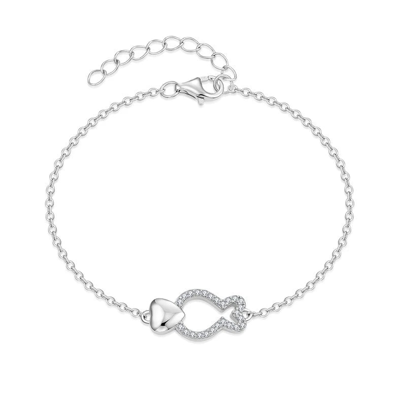 Customized Rose Gold Plated and Rhodium Plated Fish Bracelet High Quality Sterling Silver 925 Bracelet Jewelry
