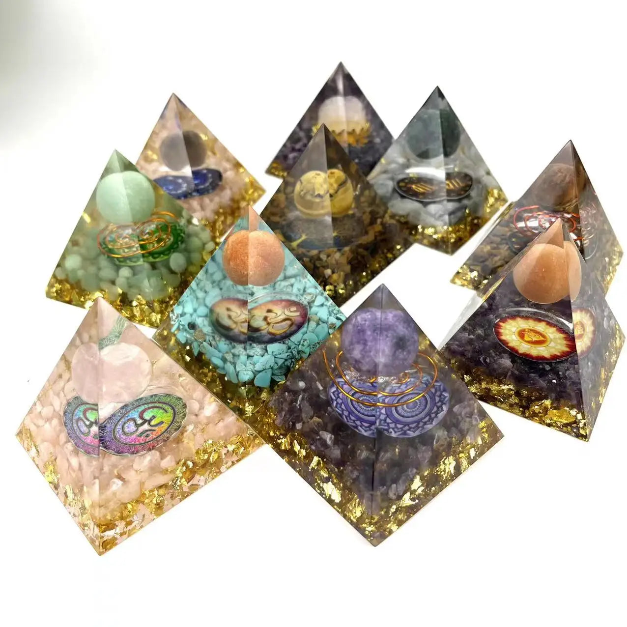 Gift Wholesale Energy  Resin Pyramid Healing Crystal Chips Pyramid for Decoration
