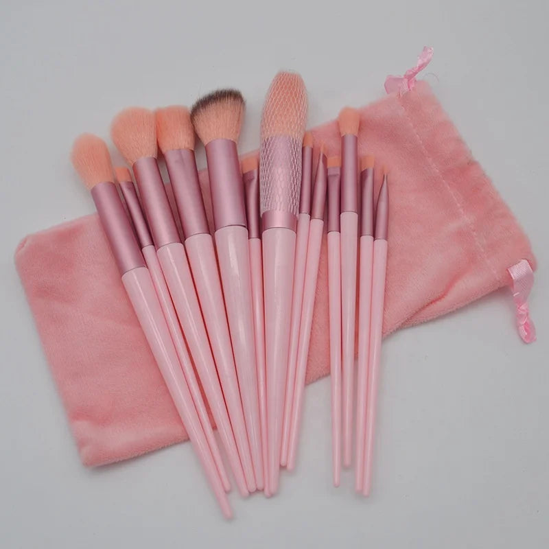 13pcs Professional Pink Makeup Brushes Set Foundation Powder Eye Shadow Make up Brushes with Gift Bag