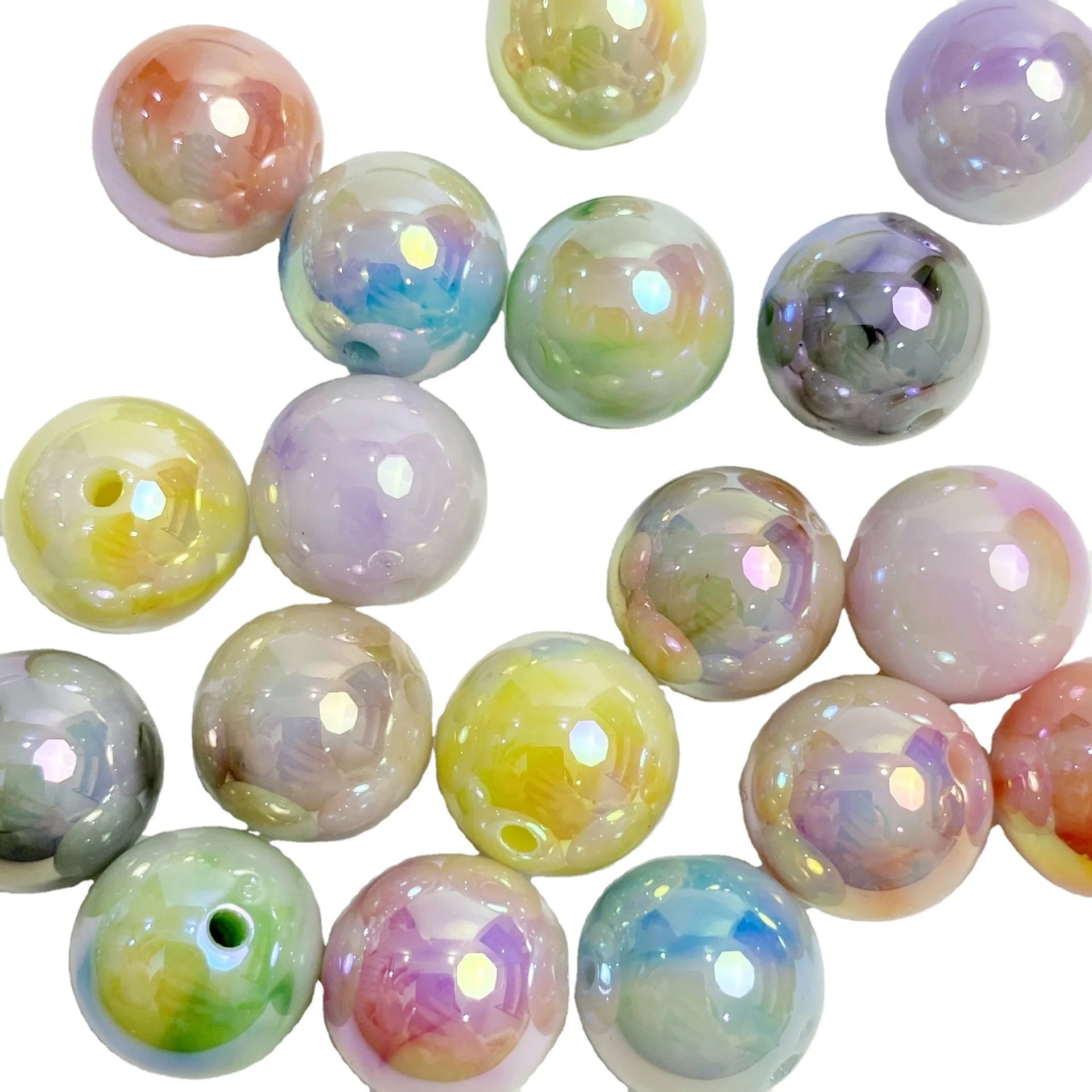 High Quality Gradient Straight  30pcs/bag Hole Star Inside Round Beads for Jewelry Making Chain Keychain