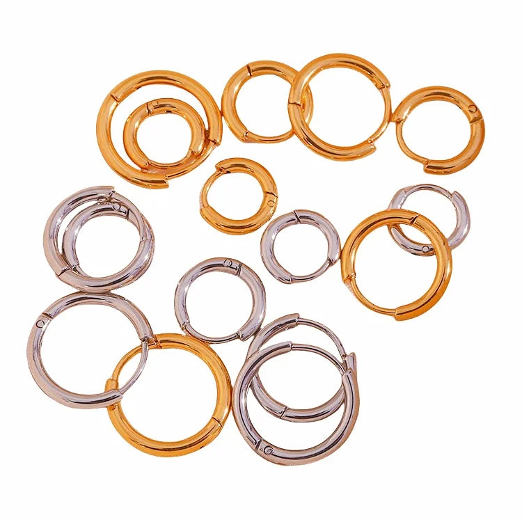 ES1219 Basic Simple Non Tarnish Minimalist Thin Gold Plated Stainless Steel Hoops Huggie Helix Piercing Earrings for Women