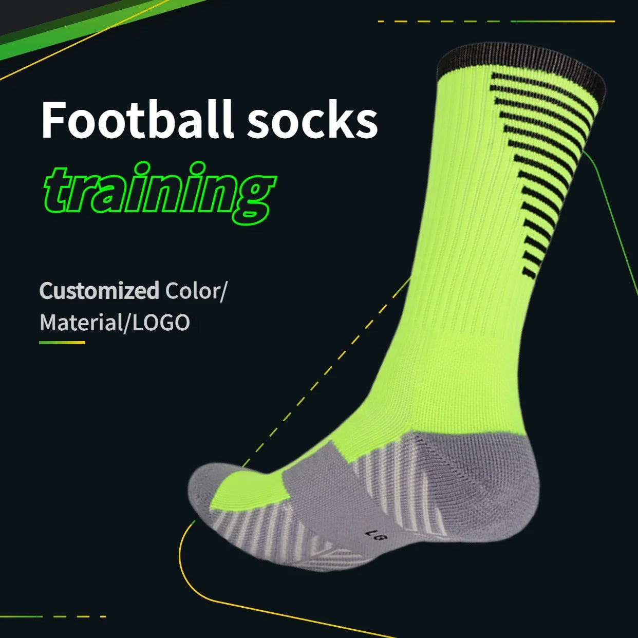 LINGTU Custom Grip Socks Football Athletic Compression Crew Socks Soccer Running Cycling Sport Socks for Men