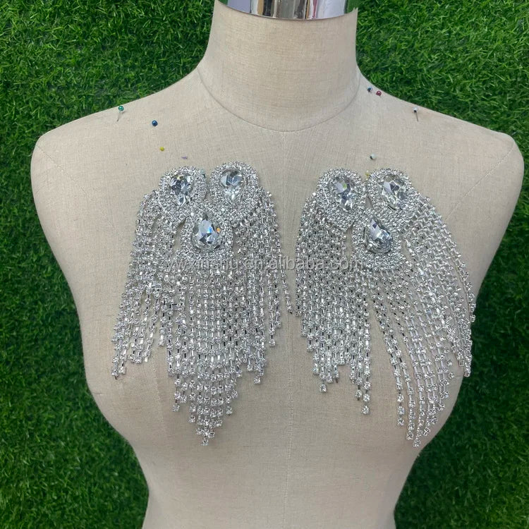 Fashion  Tassel Rhinestone Europe and the United States Diamond-studded Clothing Accessories Suits Retro Clothingaccessorie