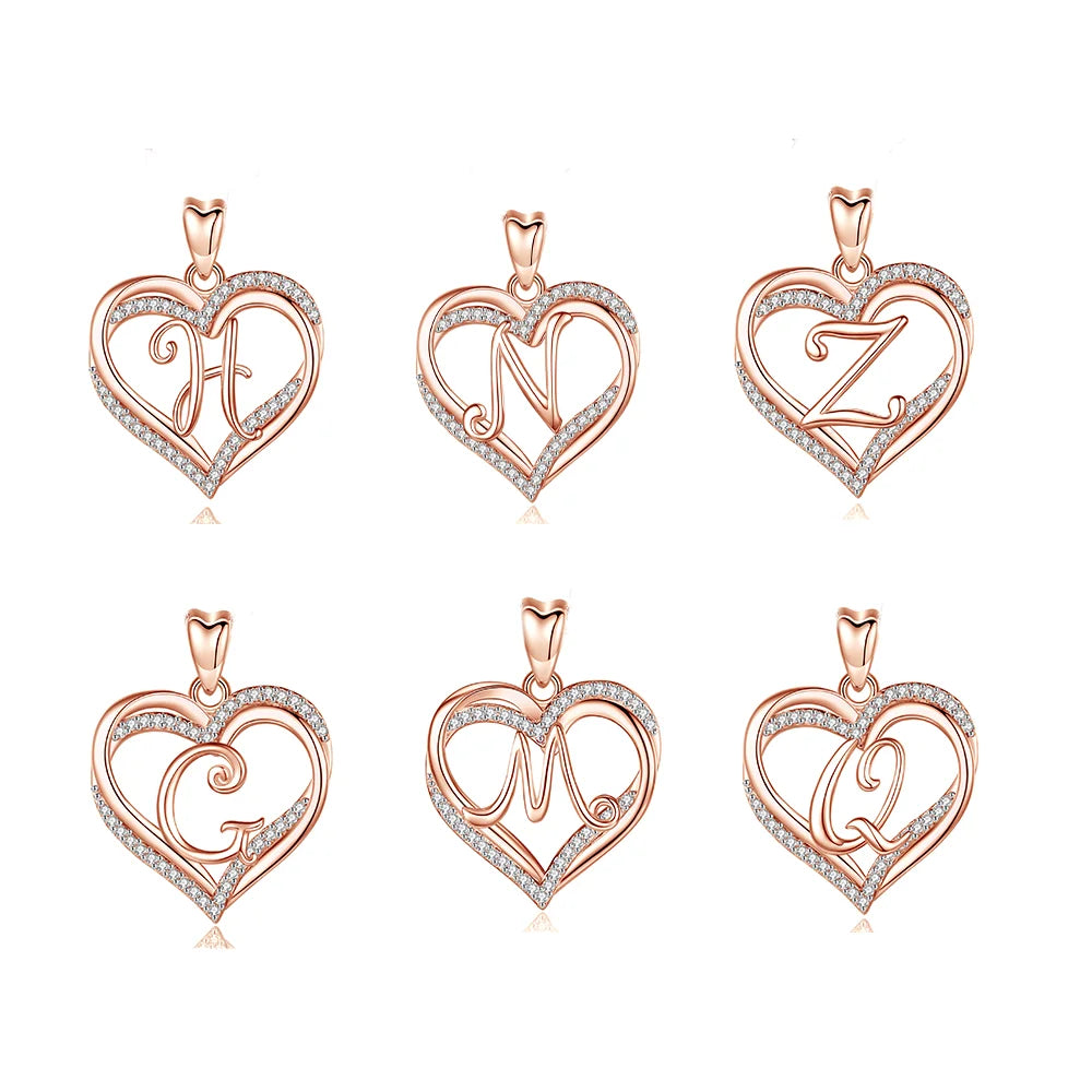 Merryshine Copper with Rose Gold Plated 26 A-z Style Alphabet Charms Pendant Letter Initial Necklace