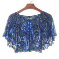 Fashionable Polyester Glitter Flapper Shawl Sequin Beaded Short Cape for Summer Parties Cover-Up Dress Accessory
