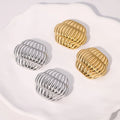 Wholesale Fashion Design Stainless Steel 18K Gold Plated Chunky Metal Texture Stud Earrings for Women Jewelry