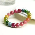 Natural rainbow Tourmaline Bracelet Feng Shui Style Hand-carved Polished Decorative Use