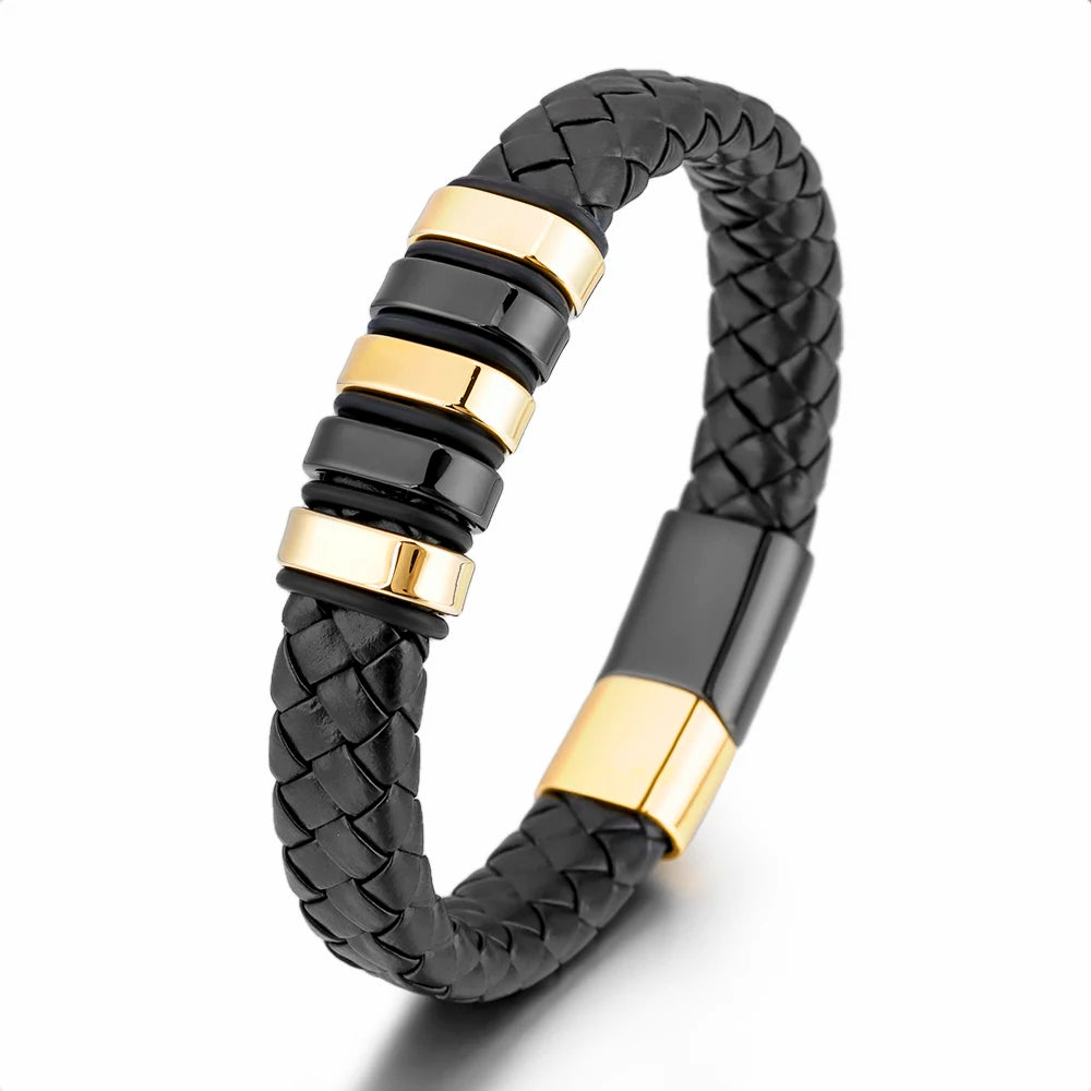 Black Beads Stainless Bracelet Bangle For Men Steel Womens Gold Plated Cuff Bangle Bracelets