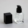 Wholesale Packaging 30ml 40ml square clear Empty Lotion Foundation Glass Cosmetic Bottle With Pump