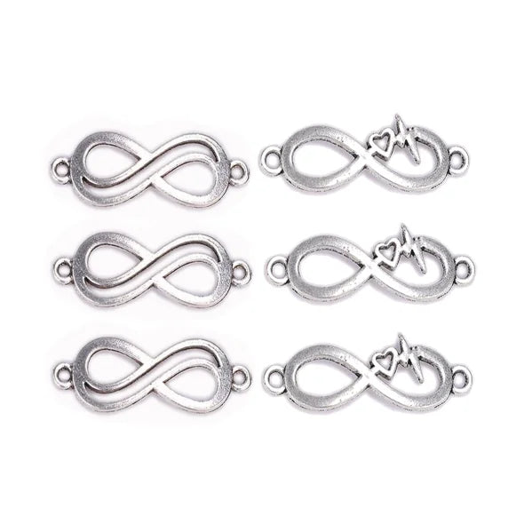 11-33mm Silver Plated Charms DIY Jewelry Two Holes Metallic Connector for Necklace Bracelet