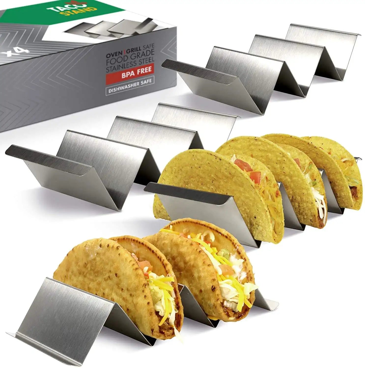 Home Kitchen Baking 430 Stainless Steel Eco-Friendly Travel Food Taco Holder Stand Rack Tray