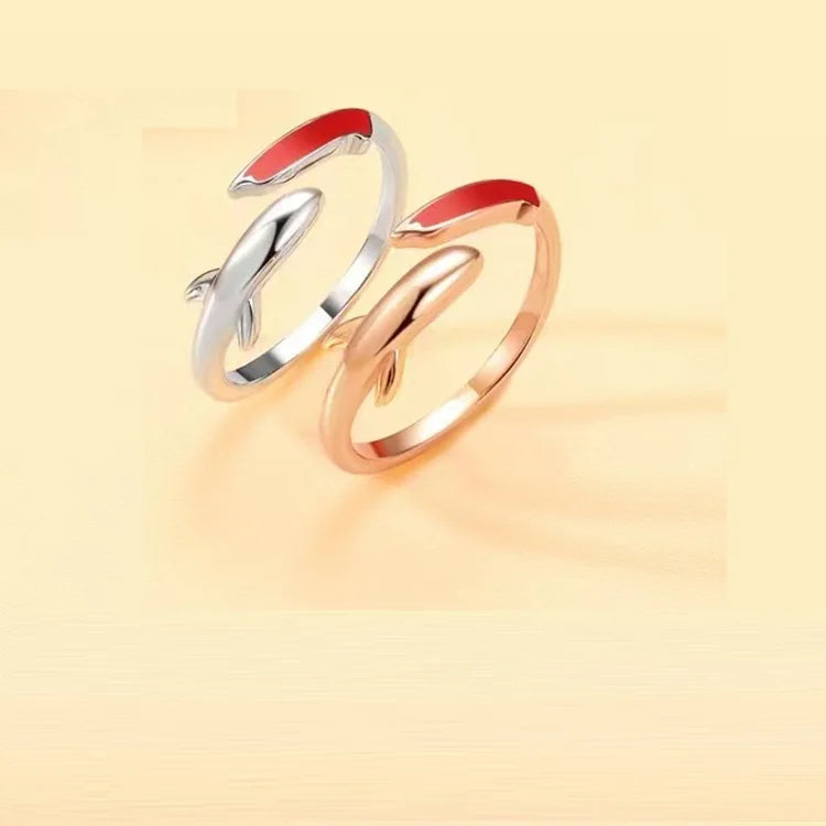 Romantic Design Silver Plated Couple Ring dolphin Shape Cute Wedding Finger Ring Set Zircon Diamond Couple Rings For Women Men