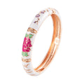 Daili Wholesale Ladies' Fashion Bracelets White Enamel Pink Flower Zinc Alloy Metal Gold Plated Colorful Enamel Bangle