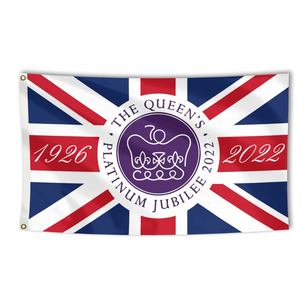 2026 3X5FT Outdoor Decorative Cheap Flag Queen Elizabeth ll Crown Union Jack Flag