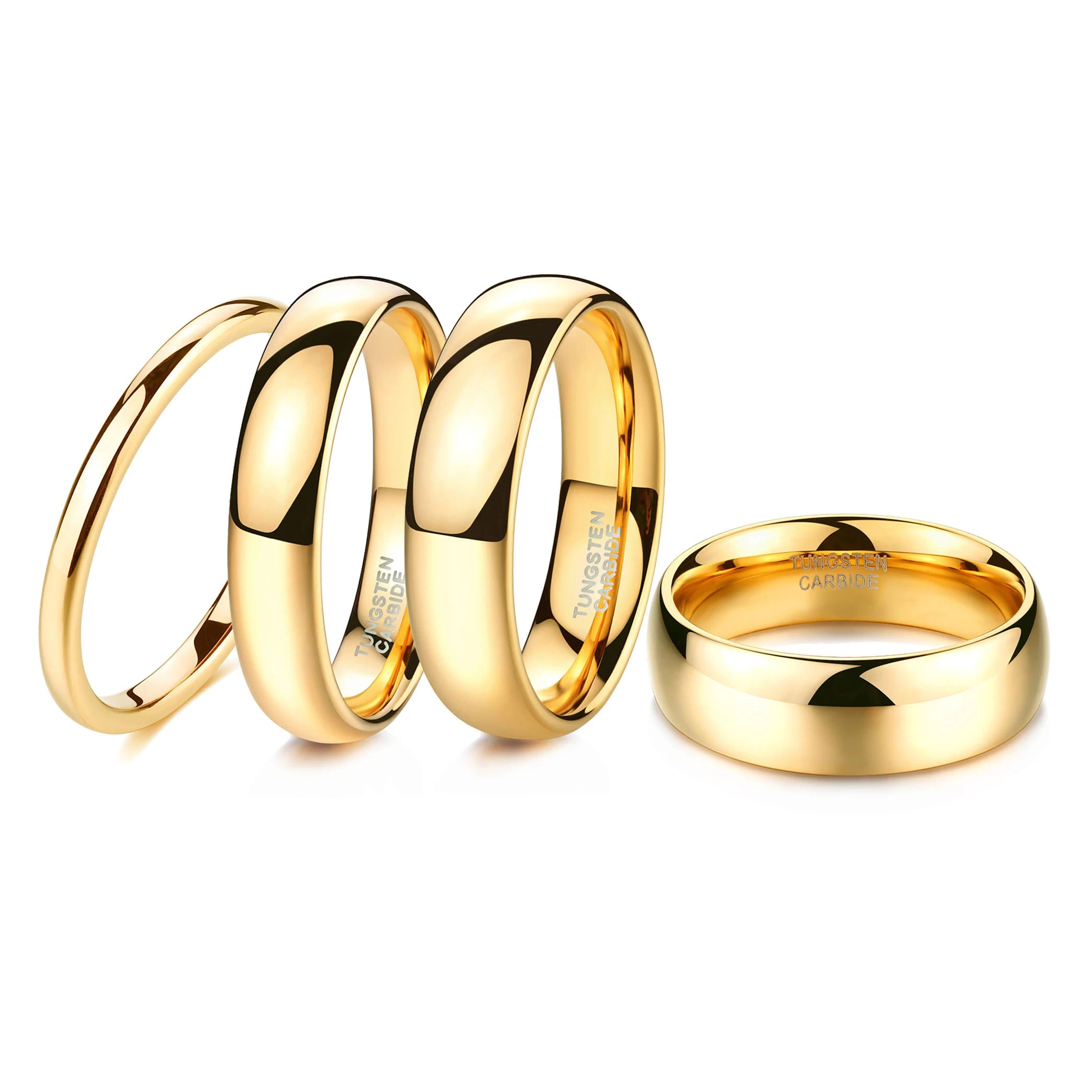 OAHLAN Wholesale 2mm/3mm/4mm/6mm/8mm Gold Tungsten Rings High Polished Couple Wedding Bands Customized 18k Women Rings