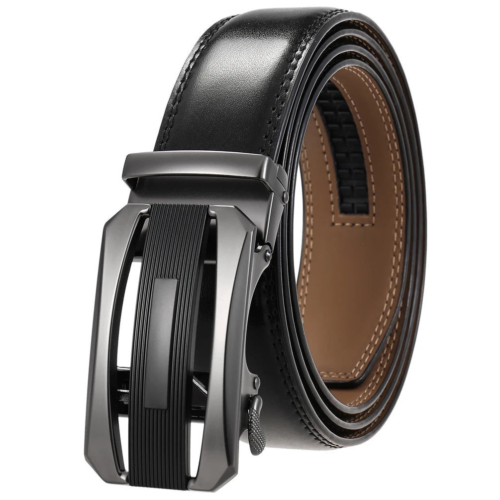 LY36-21550-2 Men Automatic Buckle Genuine Leather Belt Business