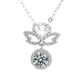 S925 Trendy Micro-inset Zircon Diamond Double Swan Pendant Necklace Link Chain for Party Anniversary Gift Made Sterling Silver