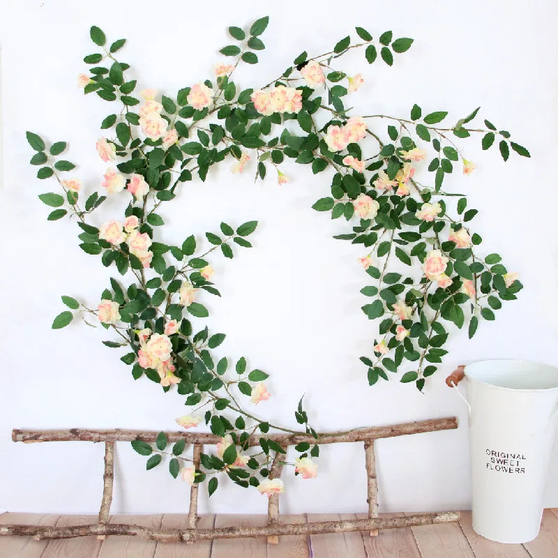 Wholesale 1.8m Silk Rose Garland Wedding Decorative Flowers Hanging Rose Vines