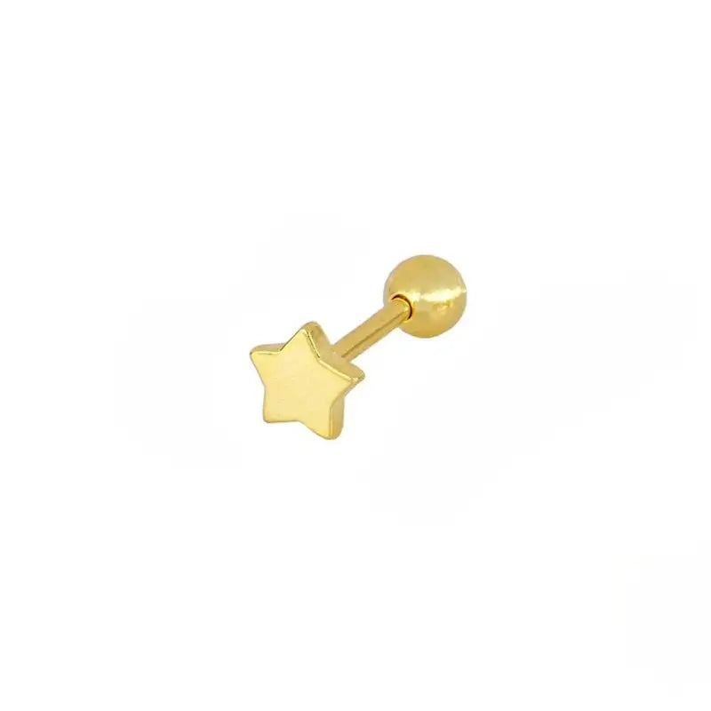 925 Sterling Silver Smooth Star Spiral Pattern Stud Earrings Gold Plated with Zircon Stone Cute Style for Engagement or Gift