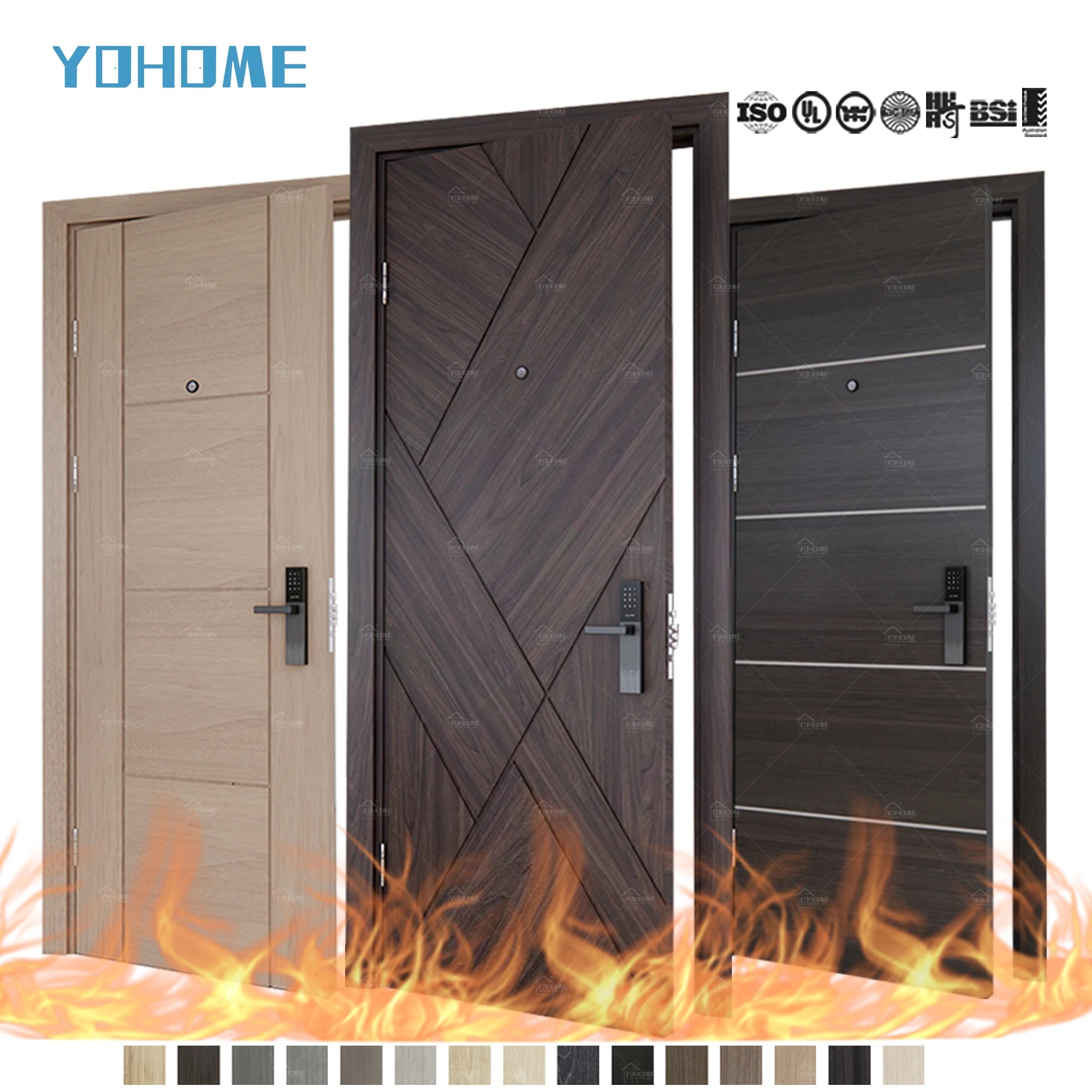 China Fire Doors Factory Custom 30 Minutes Fire Door Luxury Hotel Rooms Doors in 5 Star for Hotel Projects