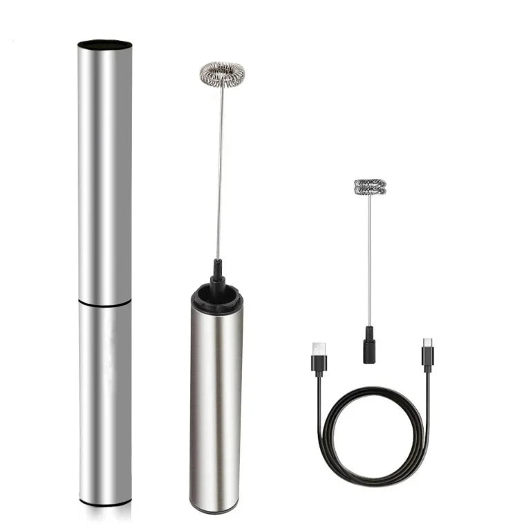 Manufactures Factory Custom Automatic Stainless Steel Cappuccino Usb Rechargeable Electric Milk Frother with 2 Whisks