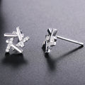 CAOSHI Jewelry Geometric Lines Irregular Star Zircon Stud Earrings Casual Fashion Women Hollow Star Silver Earring Girls