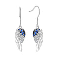 Blue & Clear CZ Stones Guardian Angel Women's Spiritual Dangle Earring Jewelry 925 Sterling Silver Angel Wing Drop Earrings