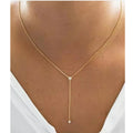 Joolim 18K Gold Plated Dainty Cubic Zircon Link Chain Y Tassel Pendant Necklace Stainless Steel Jewelry Wholesale