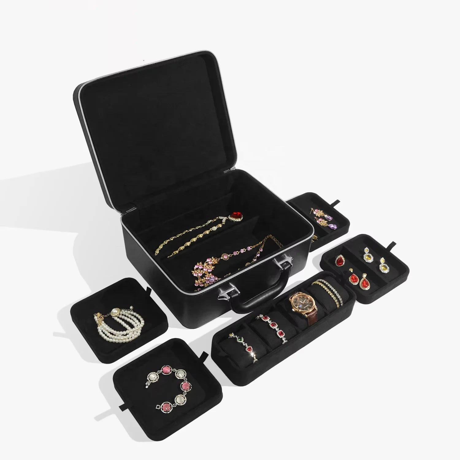 FORTE PACKAGING Instock Velvet Mini Case Travel Jewelry Box Necklace Earring Bracelet Ring Box Travel Jewelry Organizer Case