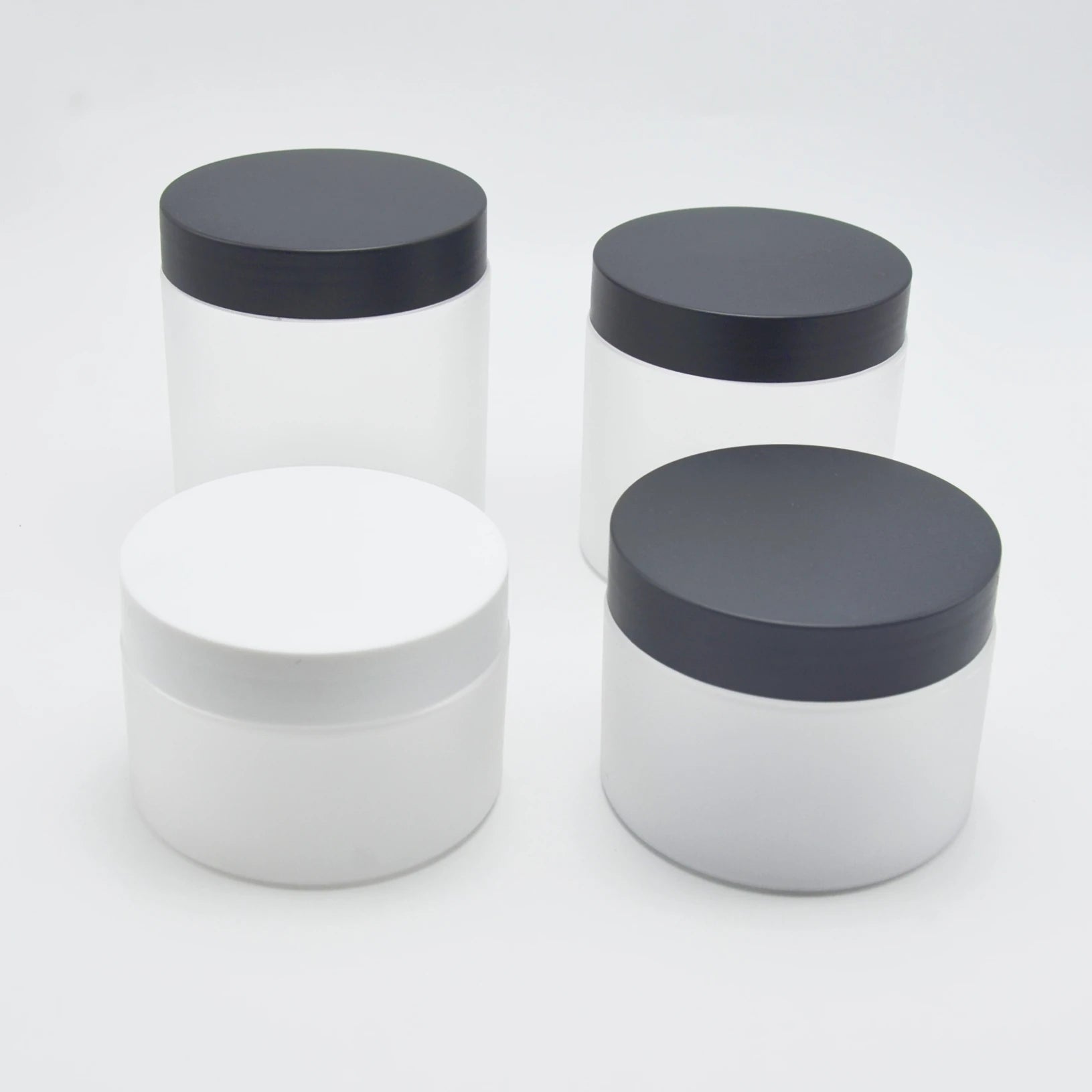 Pet Matte Color Body Scrub Frosted Plastic 250ml Cosmetic Cream Jars with Black Plastic Lid
