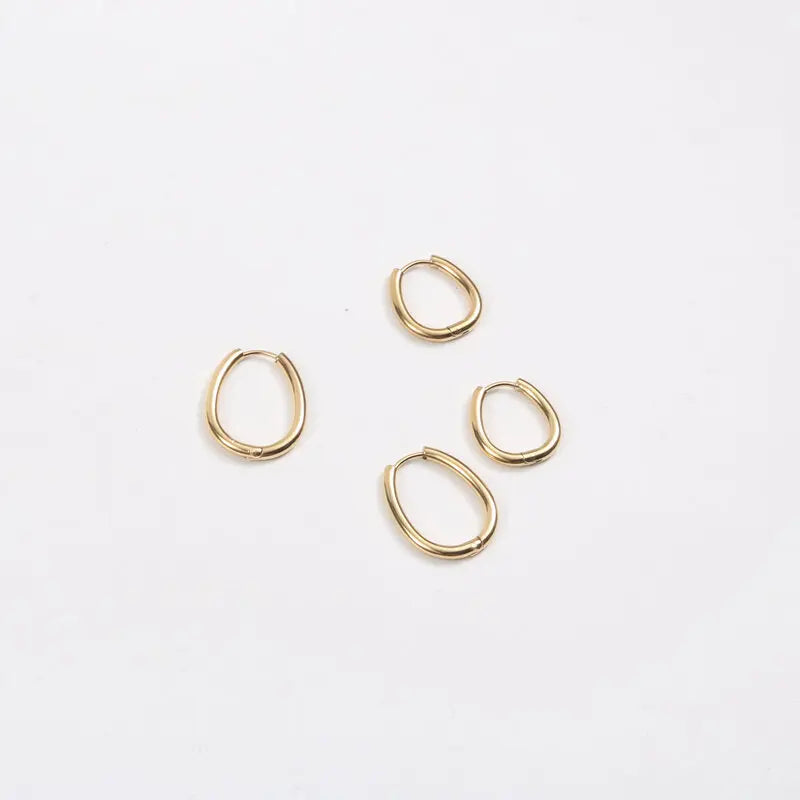Fenny No Fade 18K Gold-plated Simple Irregular Goose Egg Shaped Huggie Earring Wholesale Stainless Steel Ladies Jewelry