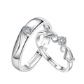 Valentine's Day Gift 925 Silver Plated Zircon Crystal Lovers Engagement Rings Set for Couples
