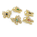 CZ8511 Dainty Chic 18k Gold Plated Baguette Shaped CZ Zircon Butterfly Charm Pendant for Necklace Jewelry Making