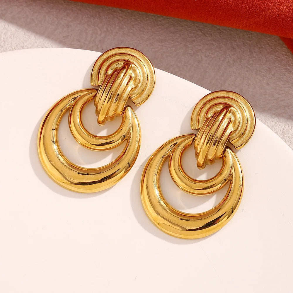 Elegant 18K Gold Plated Earrings for Women Durable Stainless Steel Fashion Jewelry  E142