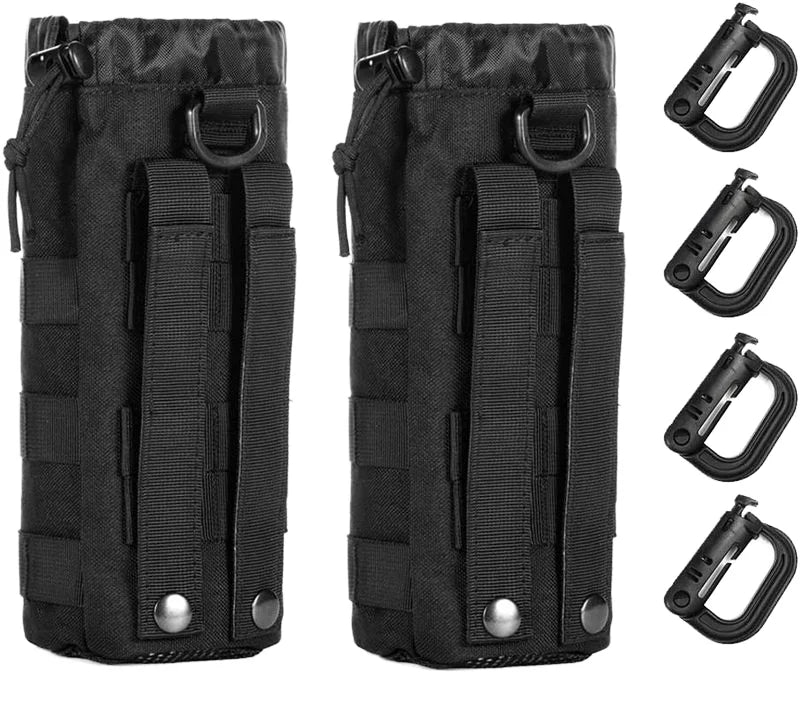 MOLLE Water Bottle Pouch Waist Bag Holder Waterproof Travel Drawstring Drinking Kettle Carrier Tactical Hydration Pouches