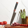 Amber Custom Logo Kitchen Santoku Knife Copper Damascus Steel Chef Santoku Knife with Wood Handle
