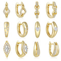 Unique Gold Plating 925 Sterling Silver Dainty Pave Zircon Hoop Huggie Earring for Women Wholesale