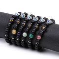 Y252 Wholesale Pulseras Hombre De Cuentas Stone Crystal Bijouterie Palm Devil Blue Eye Charm 8mm 12 Zodiac Sign Beaded Bracelets