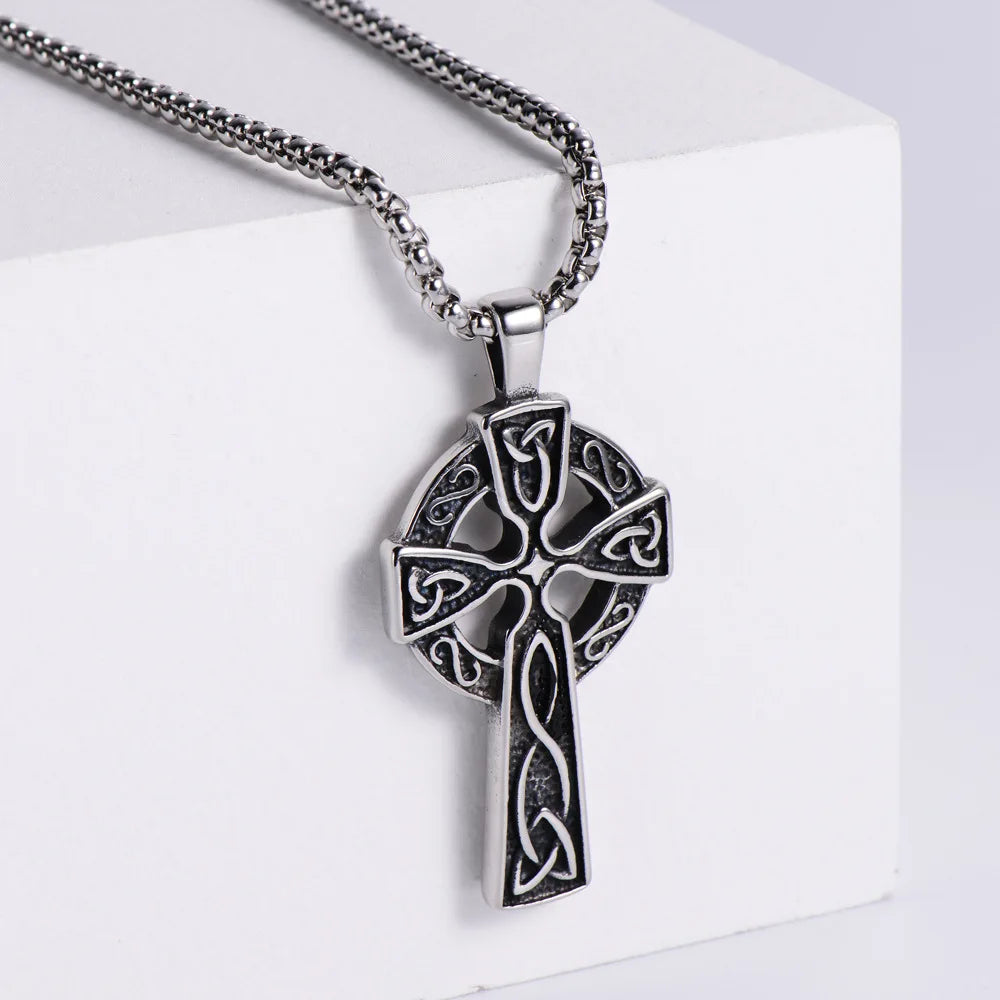 Norse Viking Jewelry Knot Stainless Steel Retro Vintage Celtic Cross Pendant