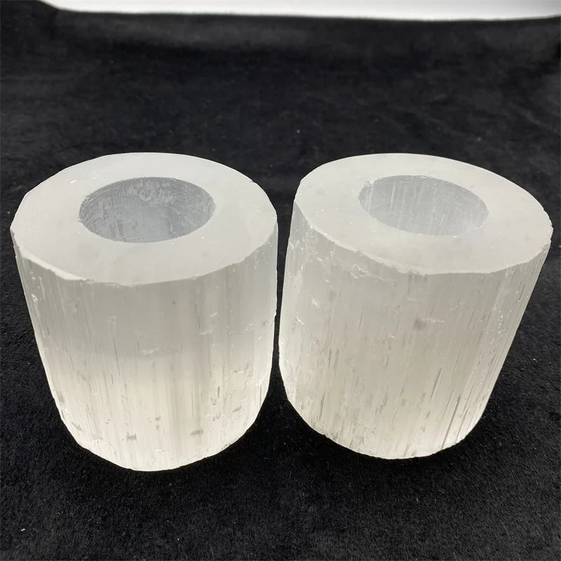 Wholesale Natural Carved Selenite Crystal Lamp Selenite Candle Holder Decoration