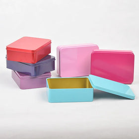 Rectangular Shape Tin Container Metal Tins Box with Black Plating and Lid Different Mix Color for Candle Storage Packaging