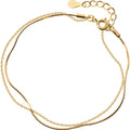 925 Sterling Silver Fashion Jewelry Bracelets Thin Snake Double Layer Plain Gold Plated Bracelets for Women