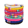 Bohemia Customizable Handmade Soft Pottery Beaded Elastic Bracelet for Women Seaside Colorful Stone Pearl Bangle with Diamond