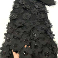 5 Yards Eco-Friendly 3D Floral Black Sequin Embroidery French Tulle Lace Fabric